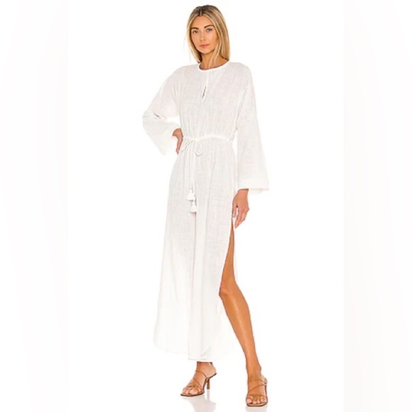 Tularosa Revolve Illina Beige Gauze Jumpsuit Swim Cover Up Size Beach Pool - Picture 1 of 9